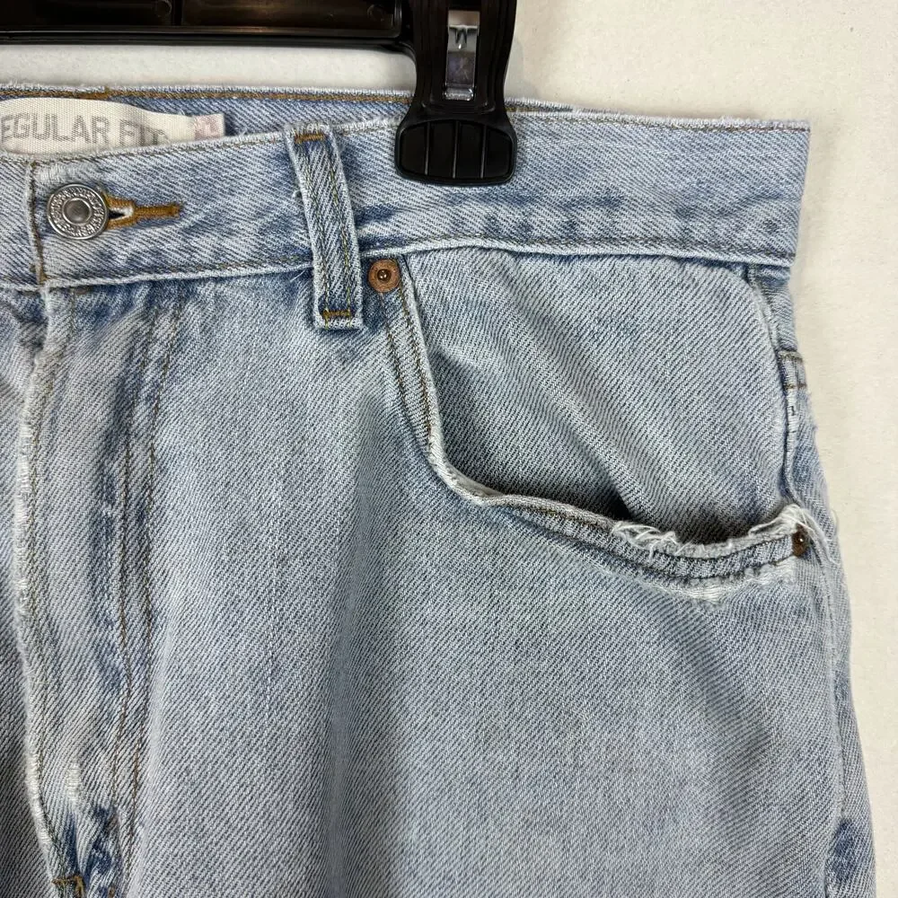 Levi's 505 Jeans Men 34x29 Blue Denim Stonewash Regular Fit Straight Leg Zip Fly
